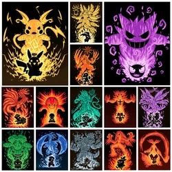 Pokemon Silhouette 5D DIY Diamond Painting Kit Pikachu Japanese Anime Cross Embroidered Handmade Embroidered Mosaic Art Gift