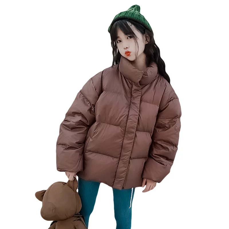 Winter Girls Ultra Light Parkas Warm Thick White Duck Down Jacket for Kids Free Bear Short Teenage Children Outerwear 13 14 Year