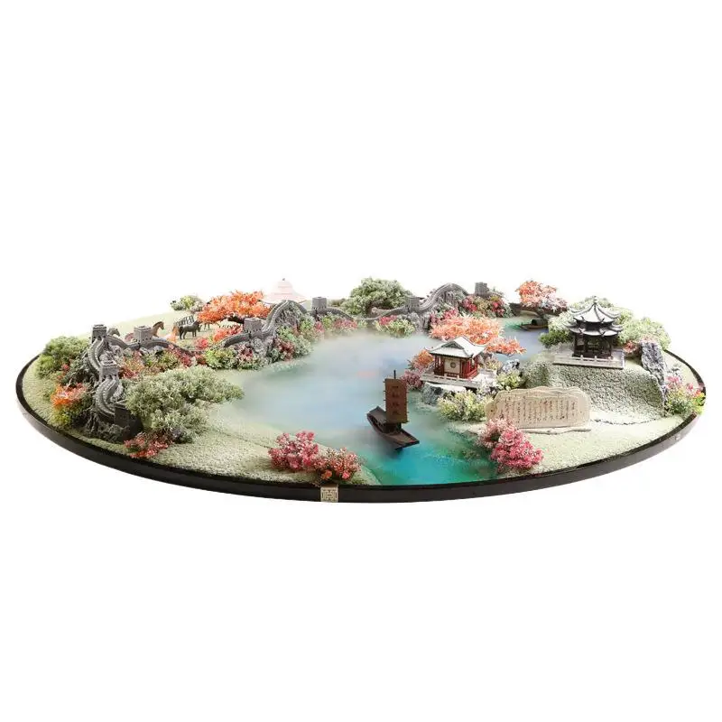 Hotel large round table turntable table flower middle arrangement spray atomization landscaping table creative flower decoration