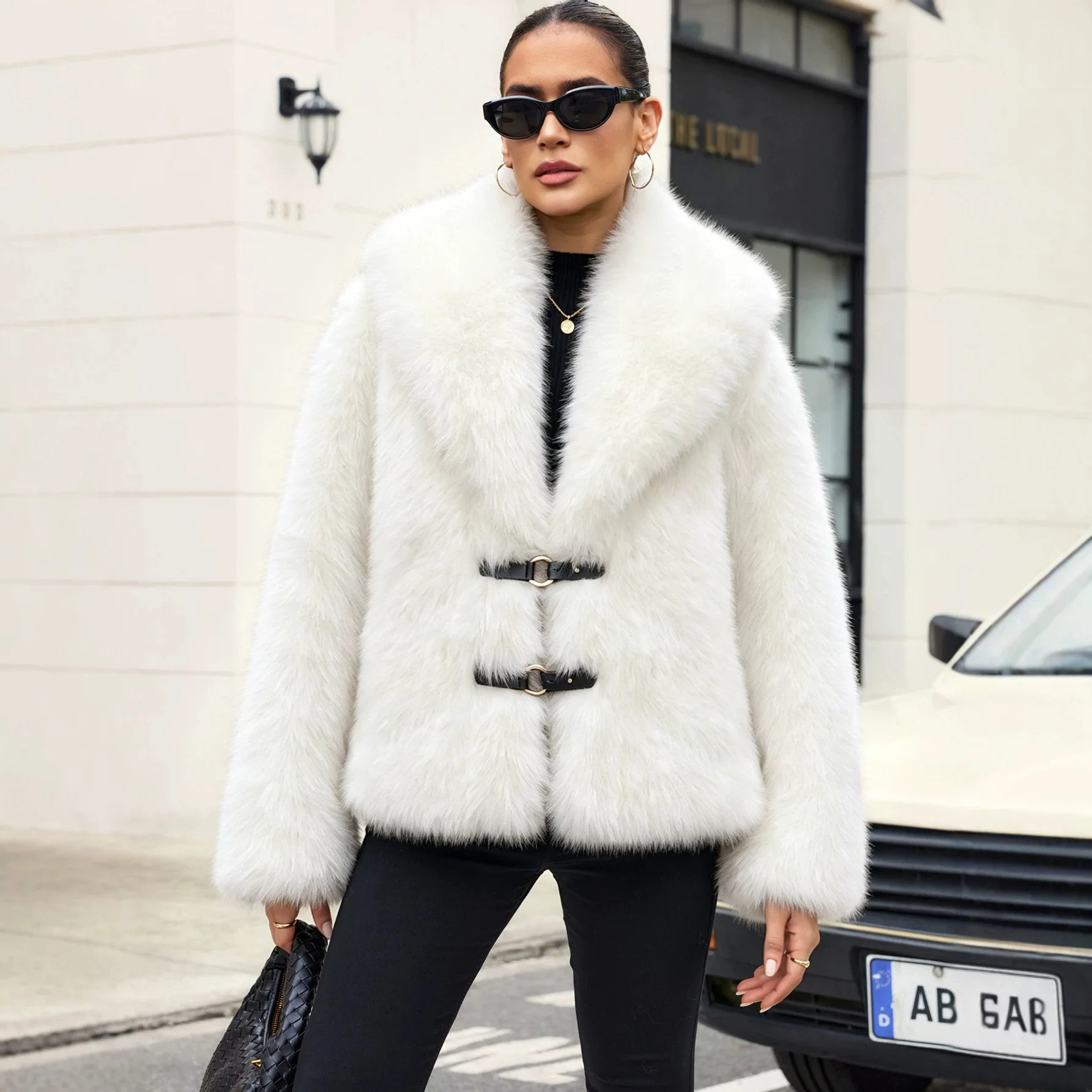 Women Faux Fur Short Coats Jackets Turn Down Collar Coat Thick Warm Y2k Streetwear Jacket Elegant Work Outerwear Autumn Winter 4