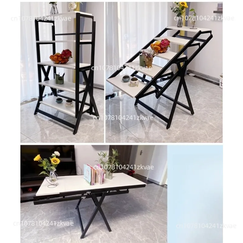 Folding Table Deformed Dining Table Small Apartment Multi-functional Rack Foldable Rotating Movable Multi-purpose Flower Stand