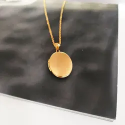 1pc Cute Tiny Plain Oval Shell Photo Frame Pendant Stainless Steel Charms Locket Necklaces Women Men Fashion Memorial Jewelry