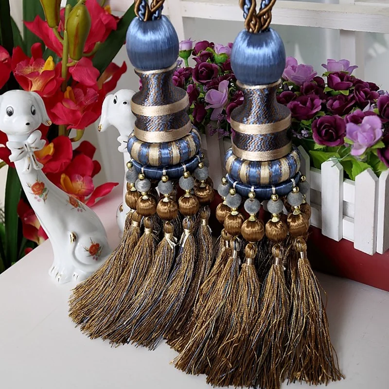 European Luxury Curtain Hanging Ball Straps Tied Rope Curtain Buckle Hook Tassel Strap Home Decor