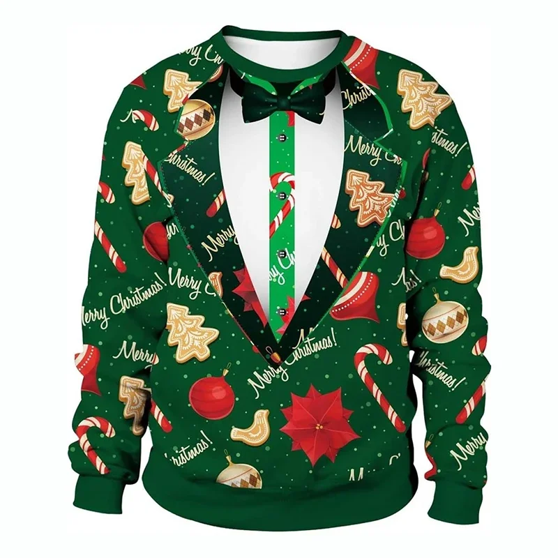 Christmas Theme 3D Printed Sweatshirt Men's Clothing O-neck Pullover Hoodies Christmas Tree Lights Trend Fashion Sweatshirt