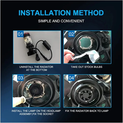 Imagen 2 del producto Faros delanteros LED automotrices Y7, lente H4, enfoque Tangente superbrillante, faros LED integrados de alto y bajo alcance, 2 uds.