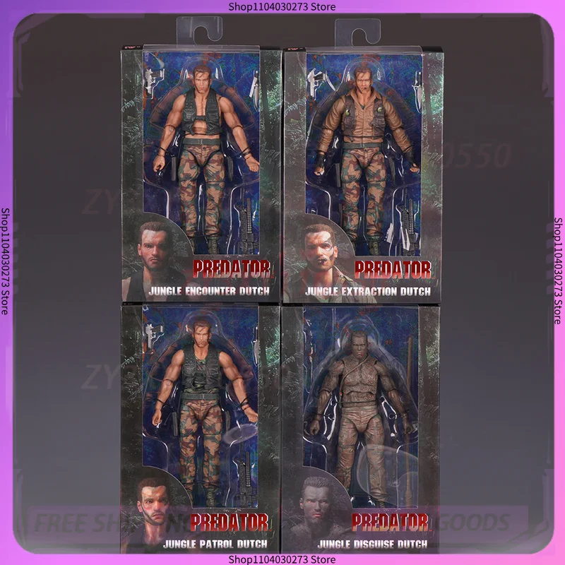 

2026 New Neca Predator Jungle Extraction Dutch Action Figure Schwarzenegger Figurine Statue Model Desktop Decoration Toy Gift