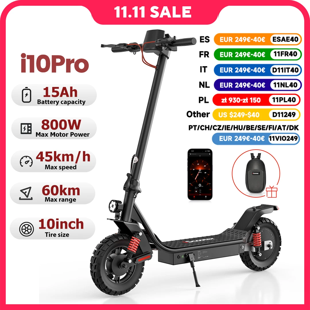 iScooter i10pro elektromos roller 10 hüvelyk 800W