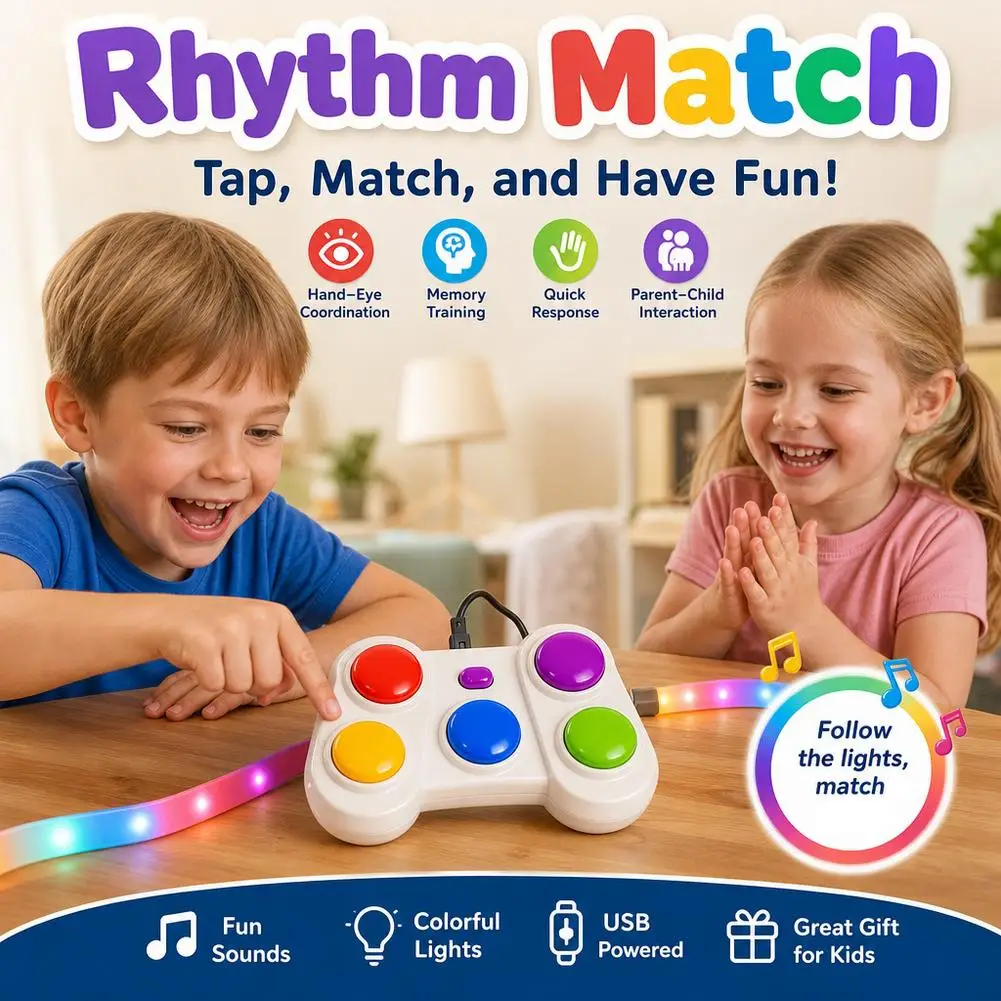 Rhythm Light‑Following Game Toy Dual‑Modes Dynamic Piano & Light‑Chasing Game Flexible LED‑Bead Strip Desktop Play Toy