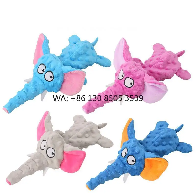 

Creative Multi-Color Cartoon Style Plush Elephant Dog Toy Interactive Bite Release Training Design with Vocal Direct Sale