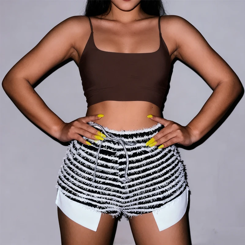 جديد الصيف سليم صالح مخطط سبليت المرأة مثير السراويل الرباط الدانتيل متابعة عالية الخصر السراويل النساء Y2K موضة الساخن الفتيات سراويل قصيرة