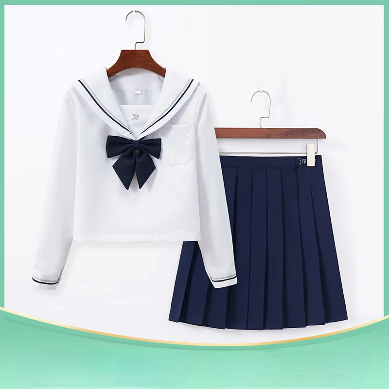 White Schoolgirl Uniform Japanese Class Navy Sailor School Uniforms Students Clothes for Girls Anime  Sailor JK Navy Suit S-2XL