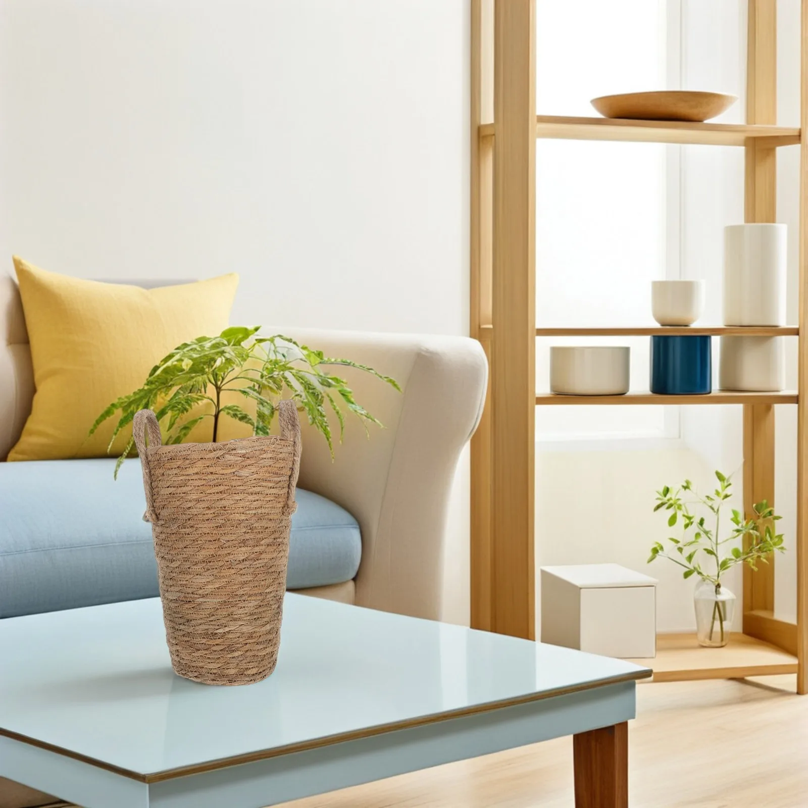 

Rattan Flower Baskets Storage Basket Modern Weave Decorative Hand Woven Plant Pots Indoor Graceful Design Elegant Atmosphere