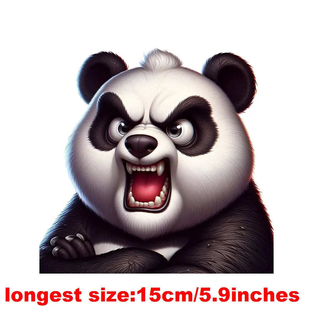 15cm Kid Angry Animals Panda Foxes Giraffe Heat Transfer Sticker Iron On Transfer Sticker For Clothes Patches For Clothing Decor