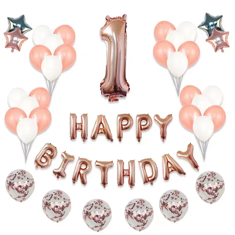 Hot 32inch Rose Gold Happy 18th Birthday Balloon set Sequin balloon birthday party supplies