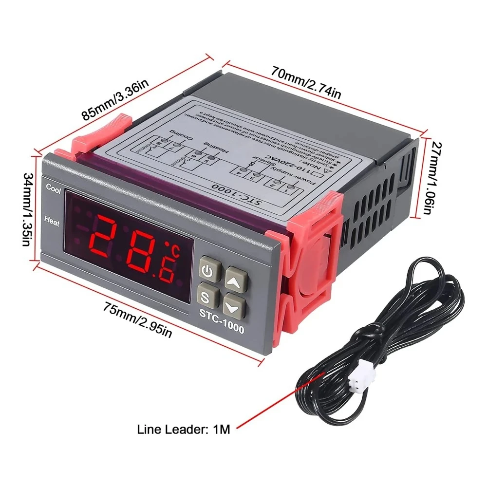 STC-1000 STC 1000 LED ترموستات رقمي للحاضنة متحكم في درجة الحرارة منظم الحرارة التتابع التدفئة التبريد 12 فولت 24 فولت 220 فولت #2