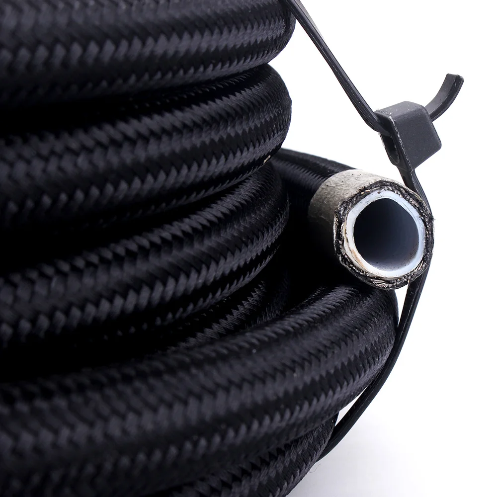 1M/2M/3M/5M AN3 AN4 AN6 AN8 AN10 Universal E85 Fuel Hose Oil Gas Cooler Line Pipe Tube Inside PTFE Nylon Stainless Steel Braided