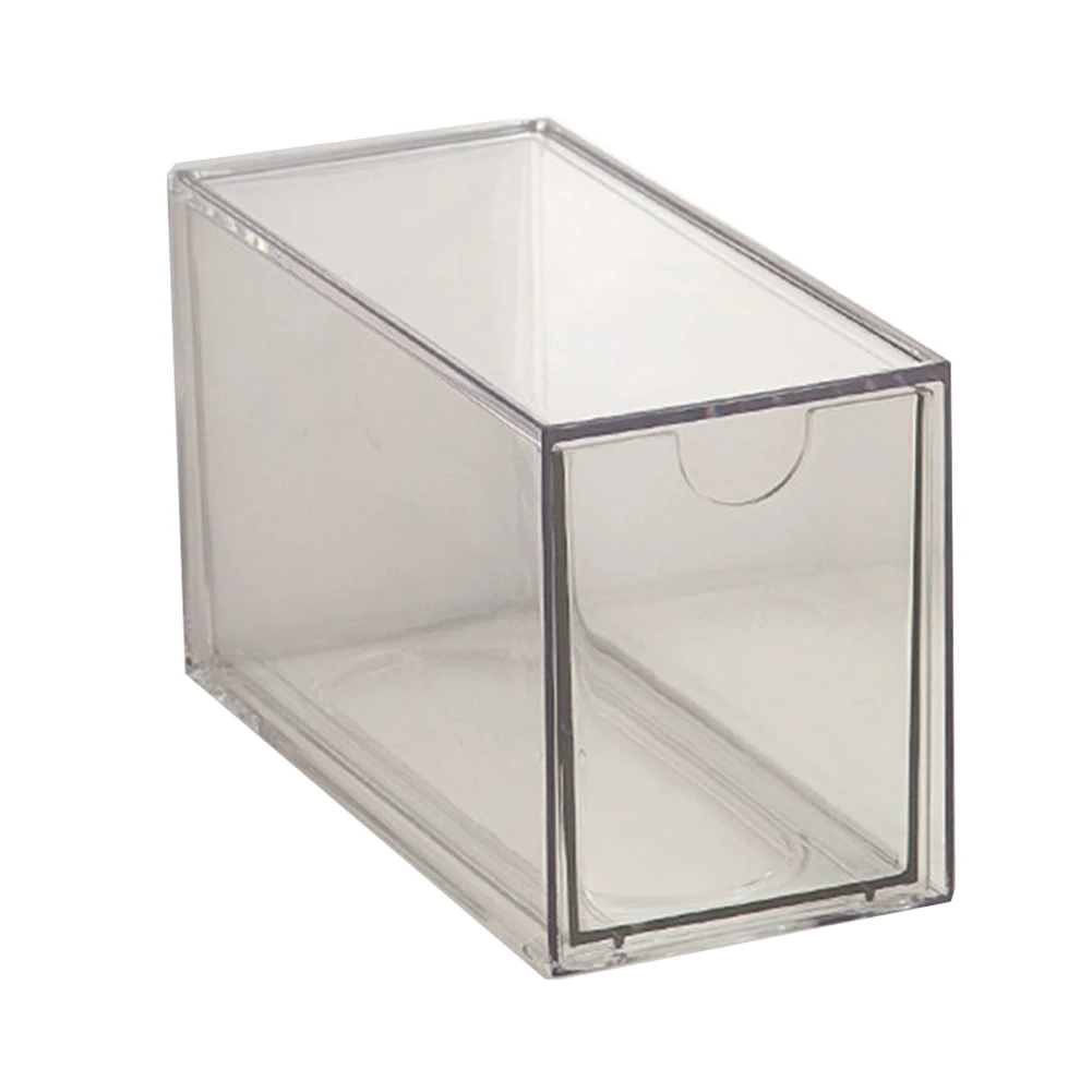 Desktop Storage Cabinet Made from Clear Acrylic with Several Drawers Designed to Help Maintain an Organized Workspace