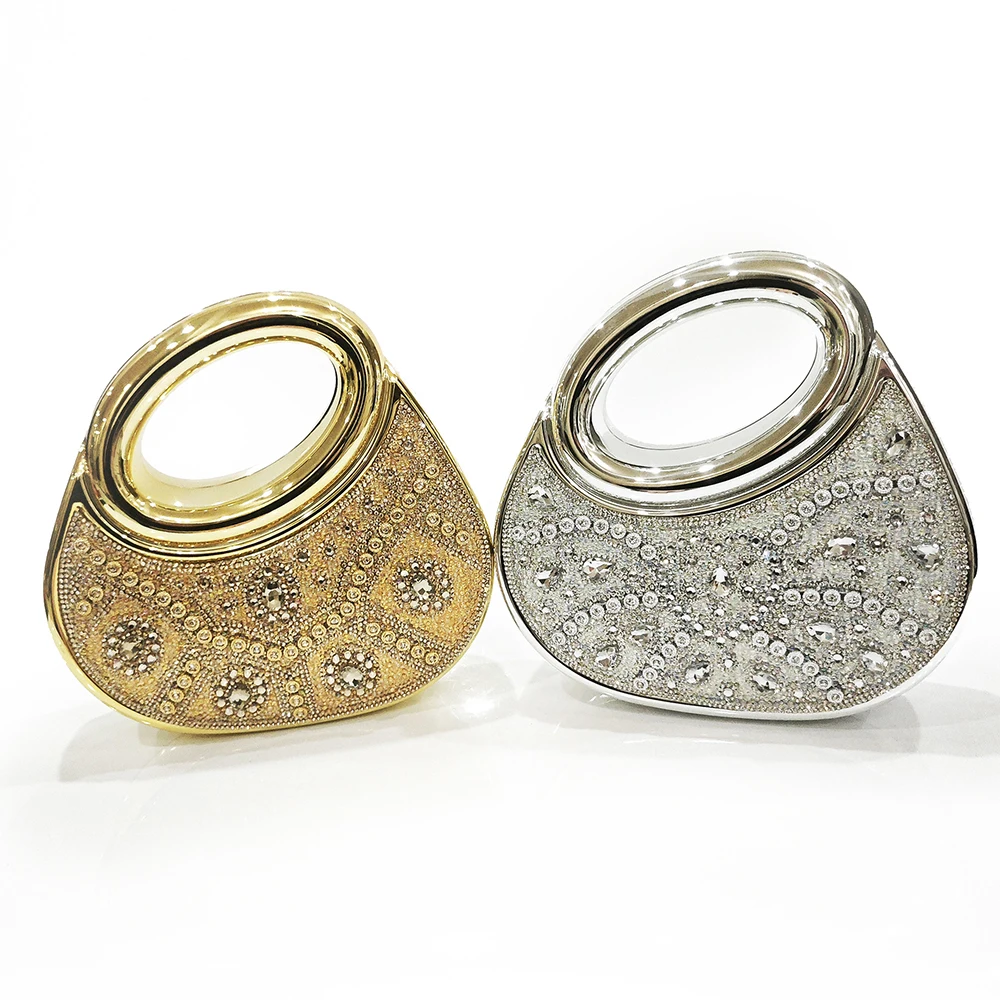 

Women's Metallic Crystal Evening Bag Diamond Top-Handle Luxury Gala Dinner Stones Handbag Rhinestone Wedding Clutch LadyClutch