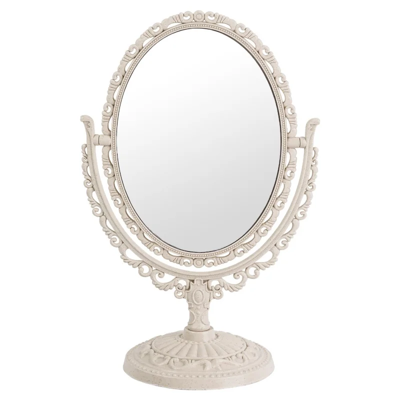 

XPXKJ Shabby Chic Decorative Mirror Vintage Desk Mirror Cute Victorian Style Room Decoration Vanity Mirror