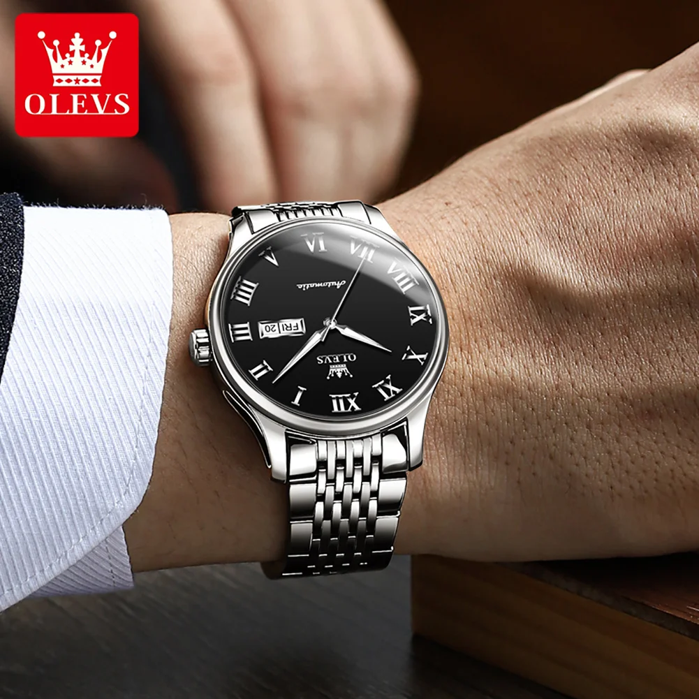 OLEVS Men's Watch Business Automatic Mechanical Watches For Men Waterproof Day-Date Roman-Display WristWatch 9929