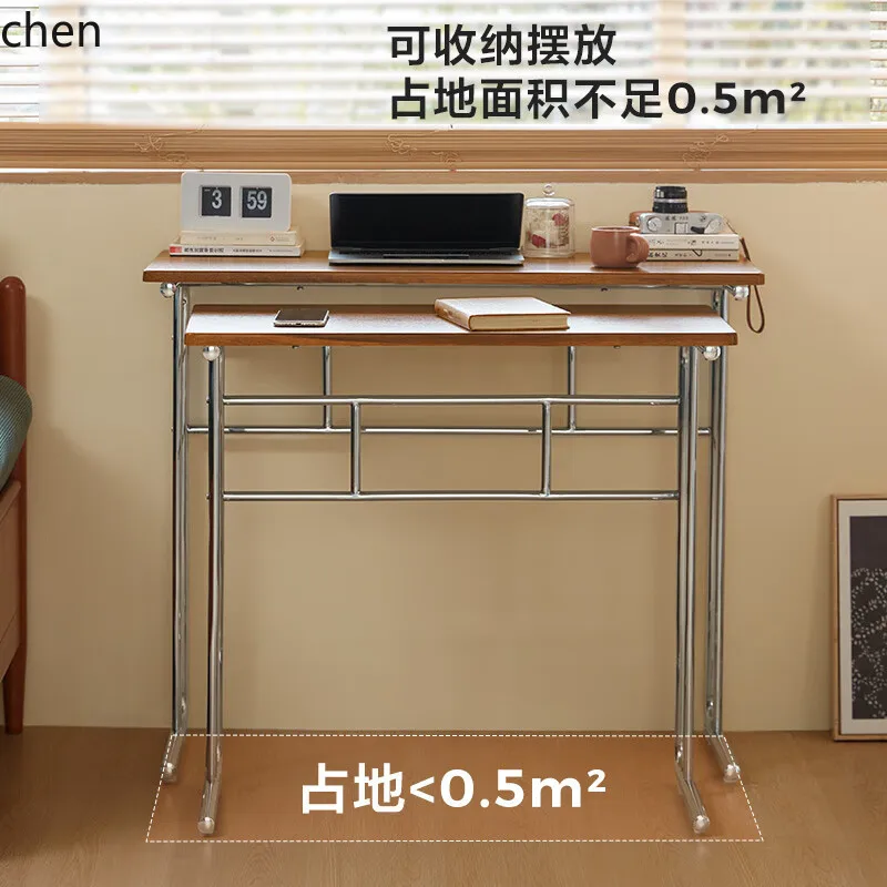 HYS computer desk and chair combo - mobile, double-layer desk, multifunctional metal frame