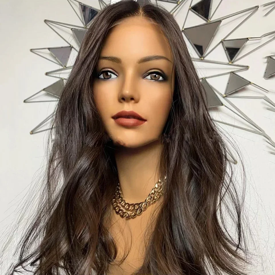 Glueless Soft Dark Brown Wave 30inch 5x5 Silk Base Jewish Human Hair Wig With Baby Hair HD Lace European Hair Preplucked Daily