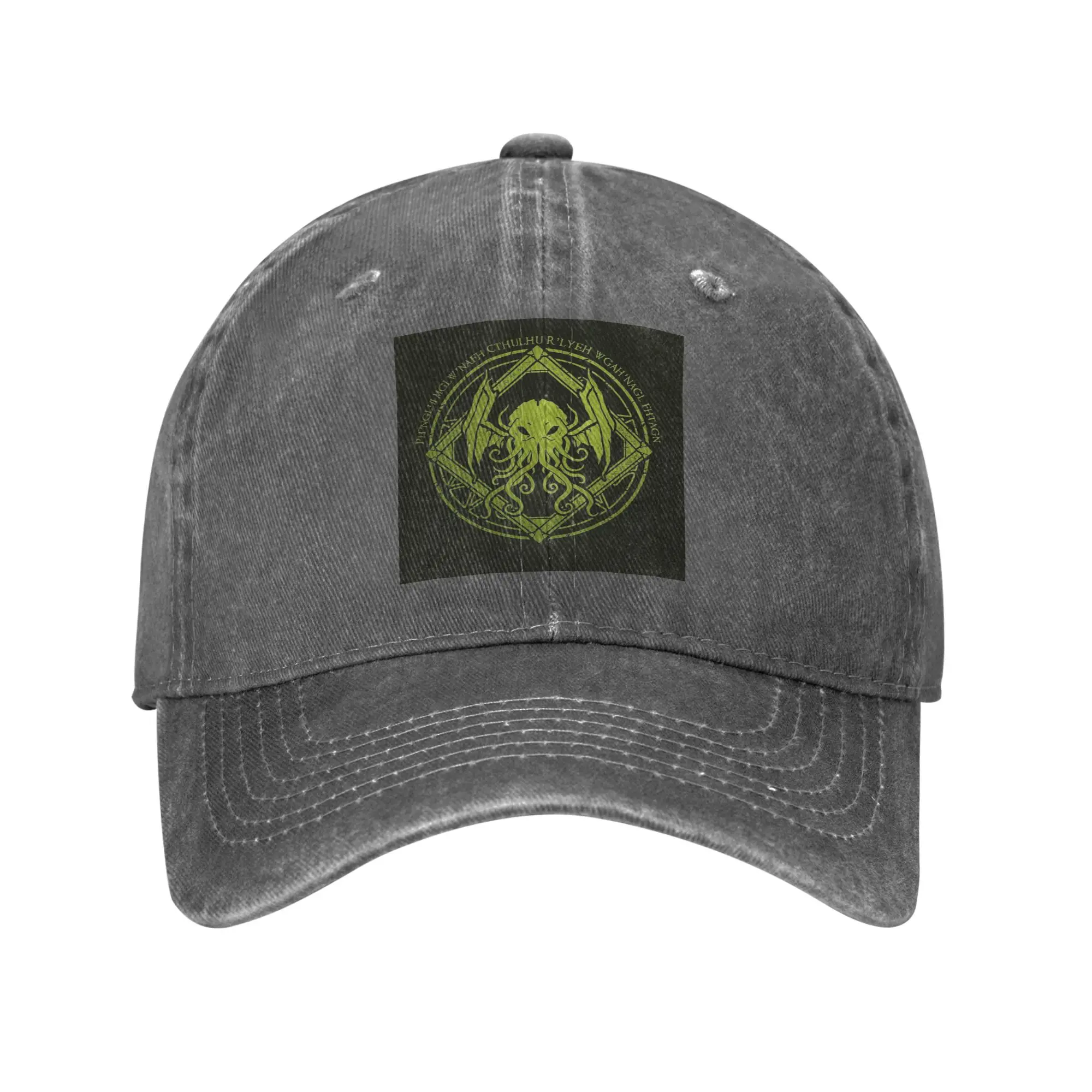 Cthulhu - Lovecraft - Chant Design Washed Denim Cap Casual Baseball Caps Adjustable Hat Summer Unisex Baseball Hats