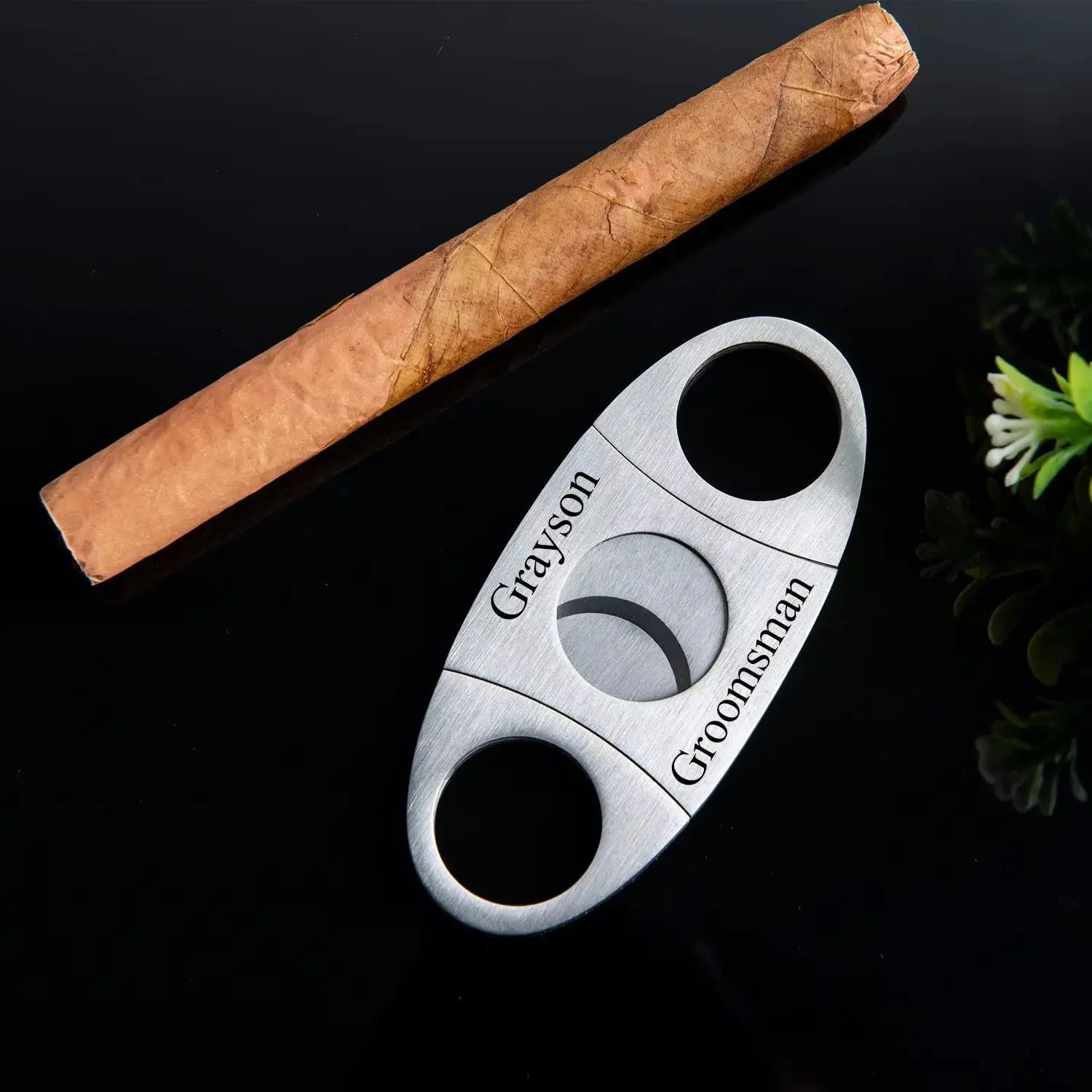 2/5pcs Personalized Stainless Steel Cigar Cutter Engraved Cigar Cutter For Groomsman Gift Cigar Accessories Fathers Day Decor
