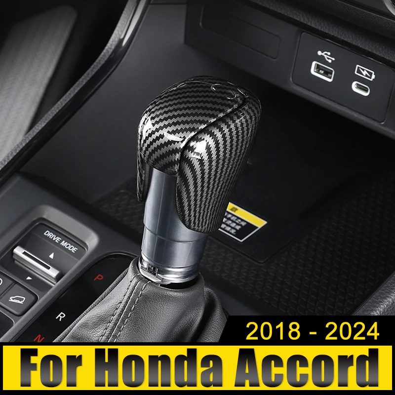 

For Honda Accord 10th 11th Gen 2018 2019 2020 2021 2022 2023 2024 ABS Car Gear Shift Knob Head Cover Trim Sticker Non Slip Case