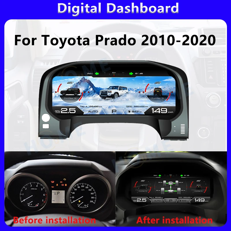 Digital Dashboard For TOYOTA Prado 2010 - 2020 counter Panel Virtual Instrument Cluster CockPit LCD Speedometer