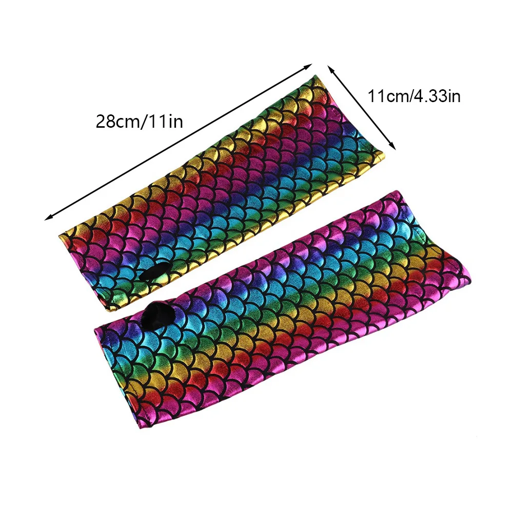 المرأة حورية البحر زي مقياس السمك نمط مطبوعة أصابع قفازات طويلة أكمام أذرع تبريد الكبار زي هالوين تنكري الإكسسوار