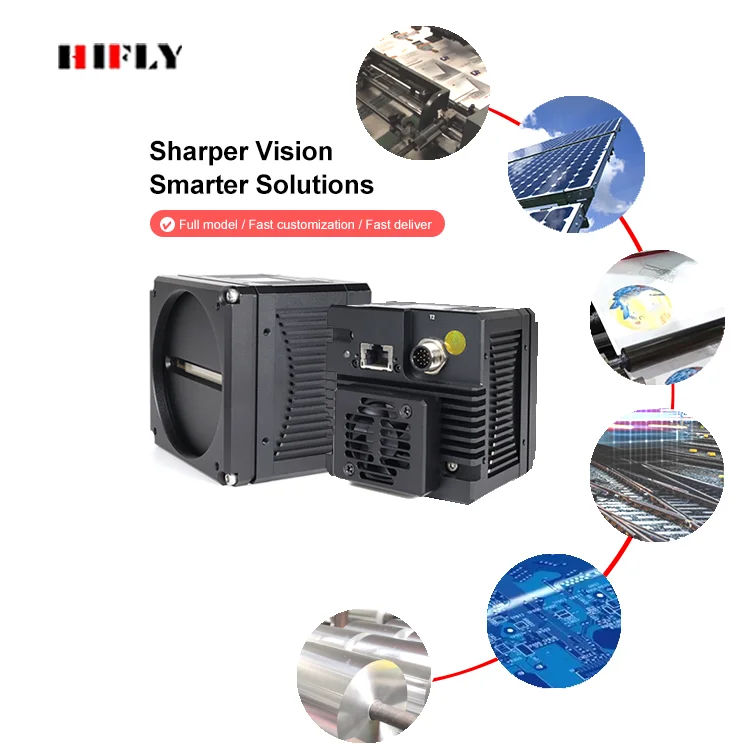 HIFLY 10GigE رؤية الآلة 50 كيلو هرتز 8K 8192x3 كاميرا مسح الخط الصناعي الملونة لمراقبة الأمن #4
