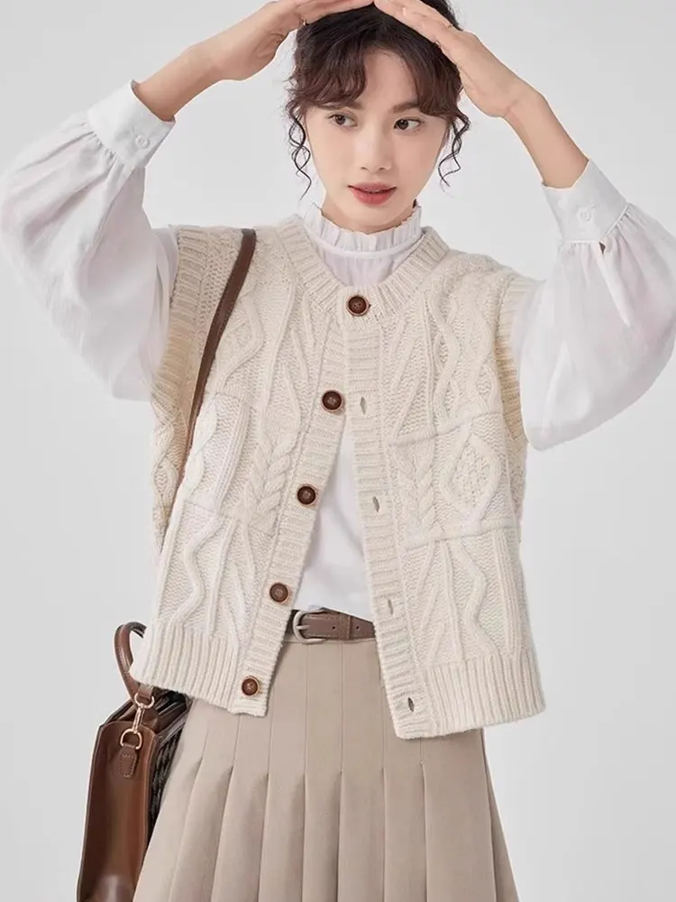 

Sli американский ретро студенческий вязаный жилет Svel Faionable Bal майка Новое поступление осенняя универсальная деталь на пуговицах