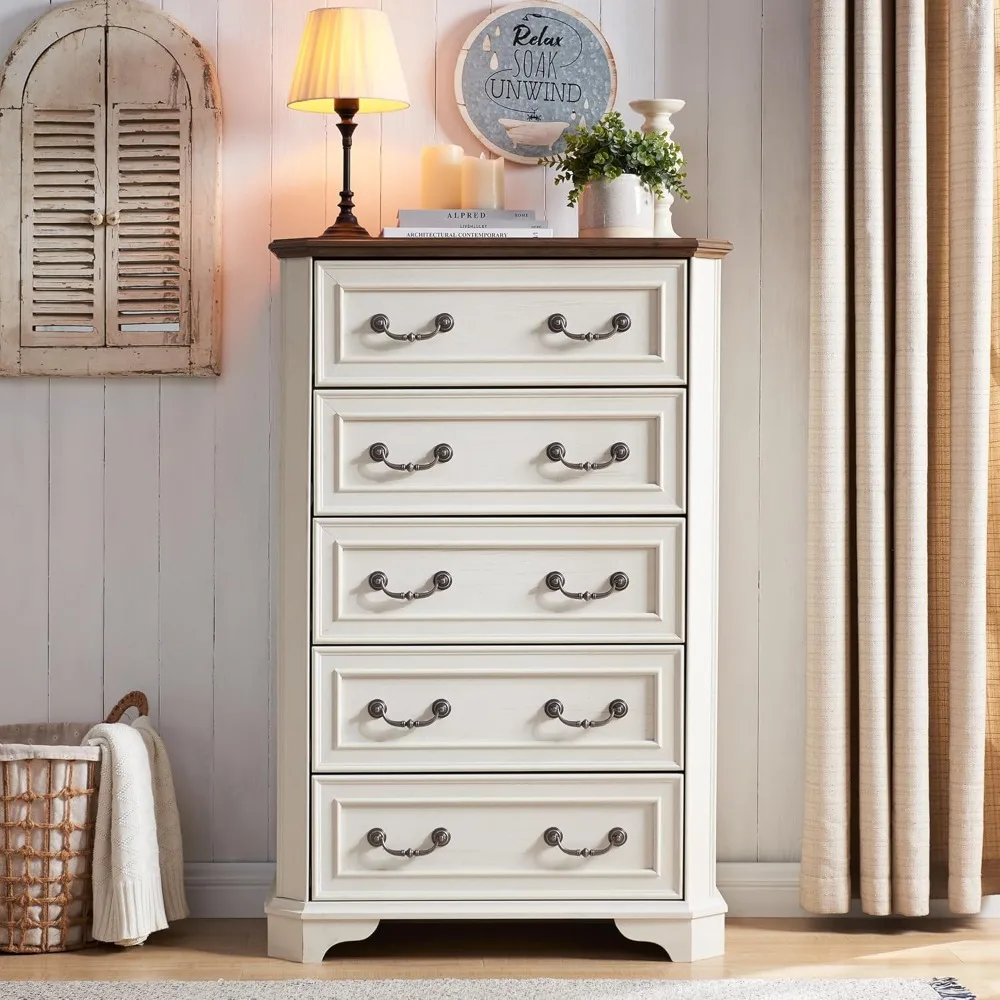 Farmhouse 5 Drawers Dresser for Bedroom, 48