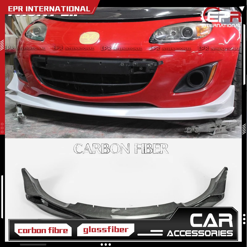 For MX5 NC2 NCEC Roadster Miata GV Style Carbon Fiber Front Lip Glossy Fibre Bumper Splitter Auto Body Kit Fit Car Accessories