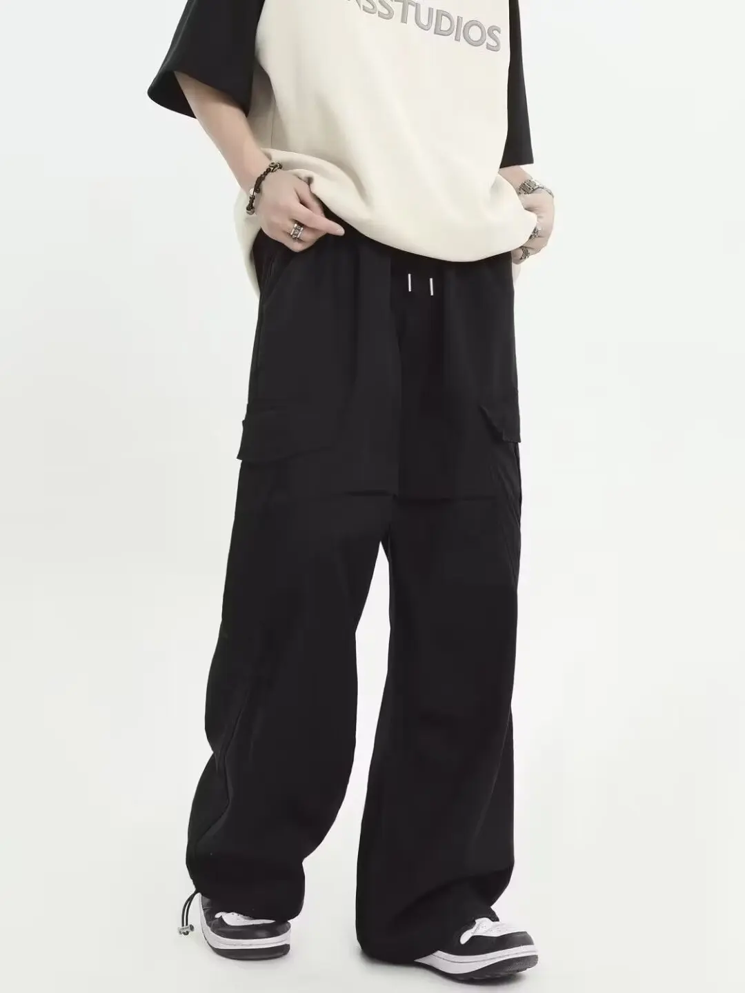 กางเกงขายาวสตรีทฮิปฮอปสไตล์ฮิปฮอปกางเกงผู้หญิงคาร์โก้ที่ได้รับความนิยมสุดเท่ห์อินเทรนด์สไตล์ยุโรปอเมริกันกางเกงขายาวทรงหลวมกางเกงเข้าชุด