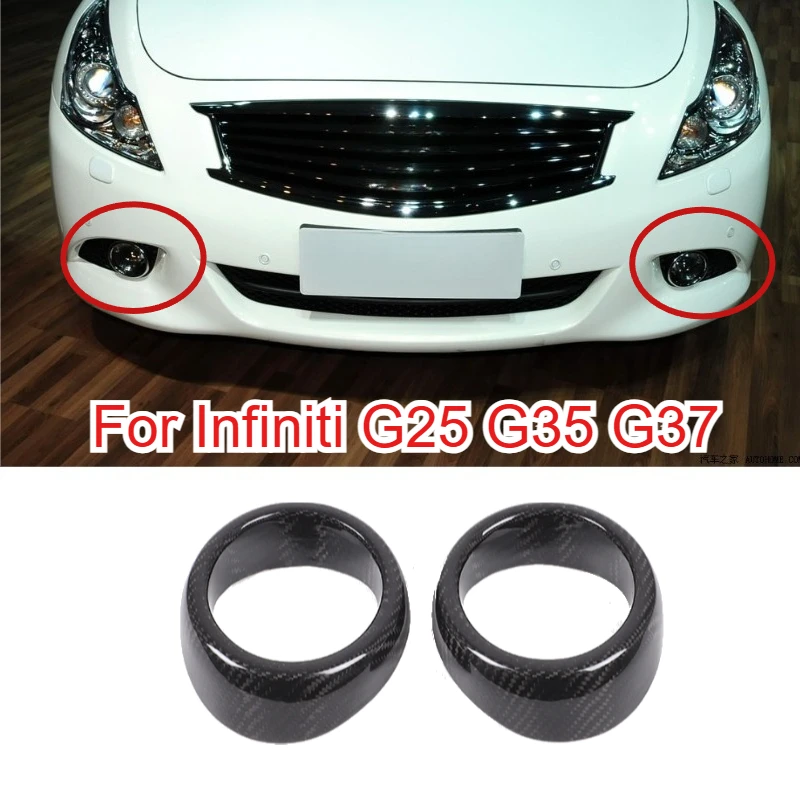 

Fit For Infiniti G25 G35 G37 2010-2013 Real Carbon Fiber Car Front Fog Light Ring Cover Trim Sticker Car Exterior Accessories