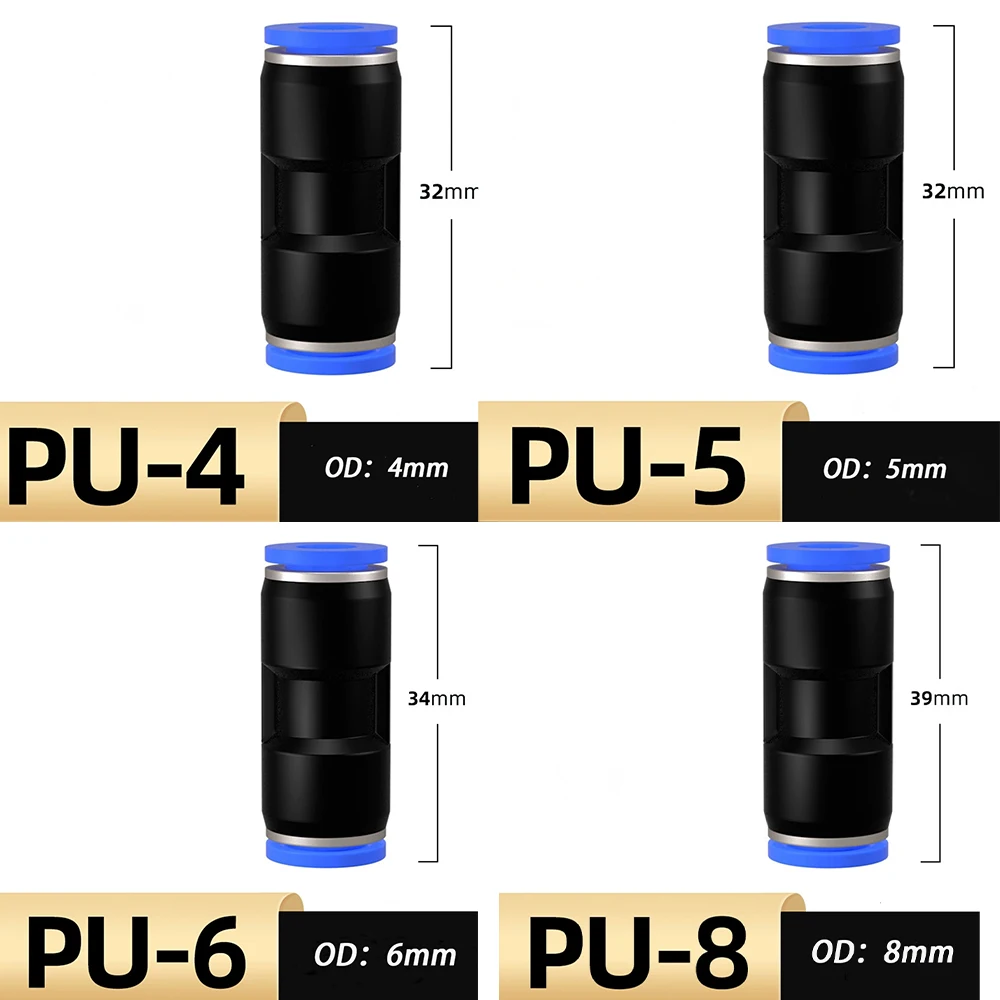 P tuyau de Joint pneumatique droit OD 4/5/6/8/710/12/14/16mm tuyau PBT plastique Push In Air connecteur rapide