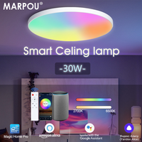 MARPOU 30W RGB Ceiling Lamp Google Home Smart LED Lights 220V APP Voice Control with Alexa lights for Bedroom Home Decoration