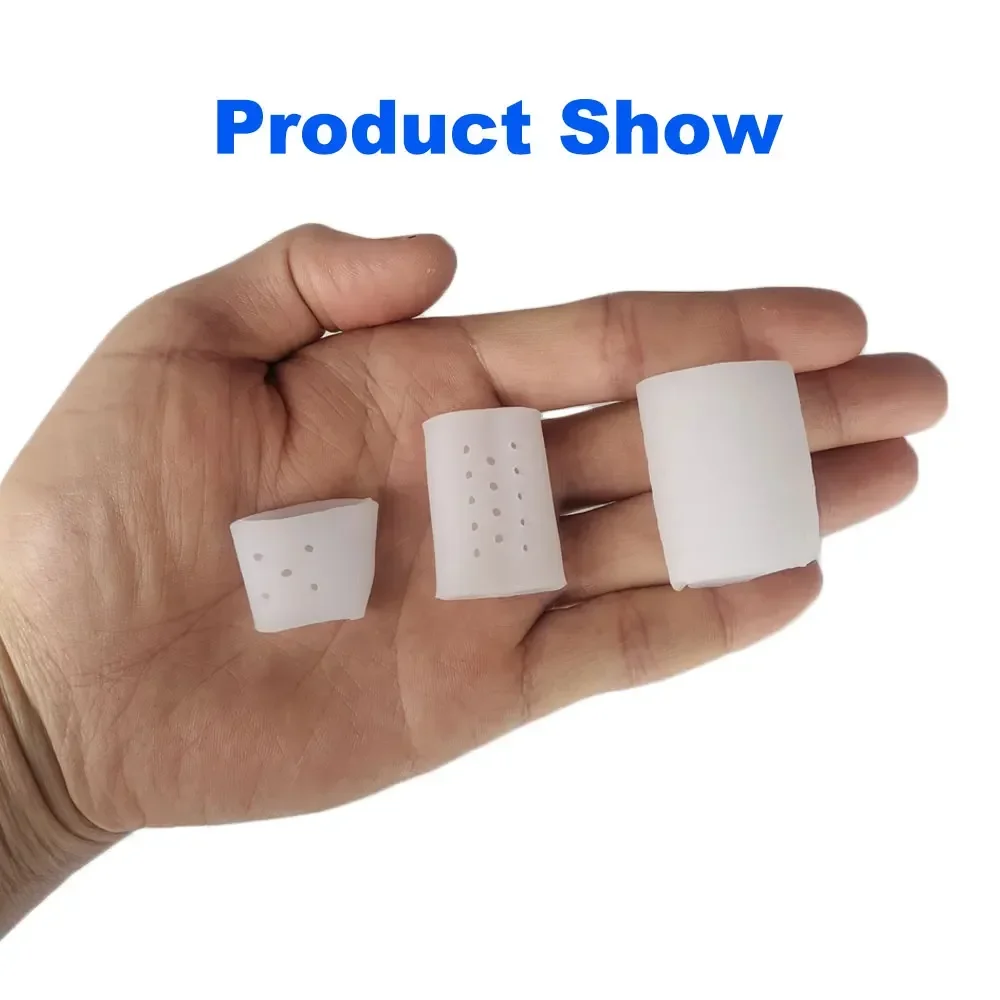 2 pezzi di protezione della punta anti-attrito separatori delle dita dei piedi prevengono calli del piede vesciche unghie dei piedi incarnite copertura della punta silicone traspirante