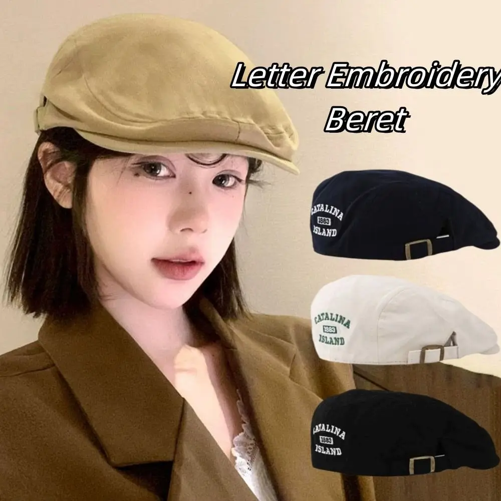 

Крутой хлопковый берет с вышивкой букв, плоская шляпа Y2k вперед, универсальная мужская кепка газетчика в корейском стиле