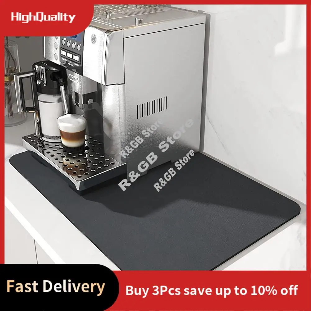 

Коврик для кофе со скрытыми пятнами, впитывающий коврик для сушки посуды с резиновой основой для кухонной стойки-аксессуары для кофейного бара-AT48