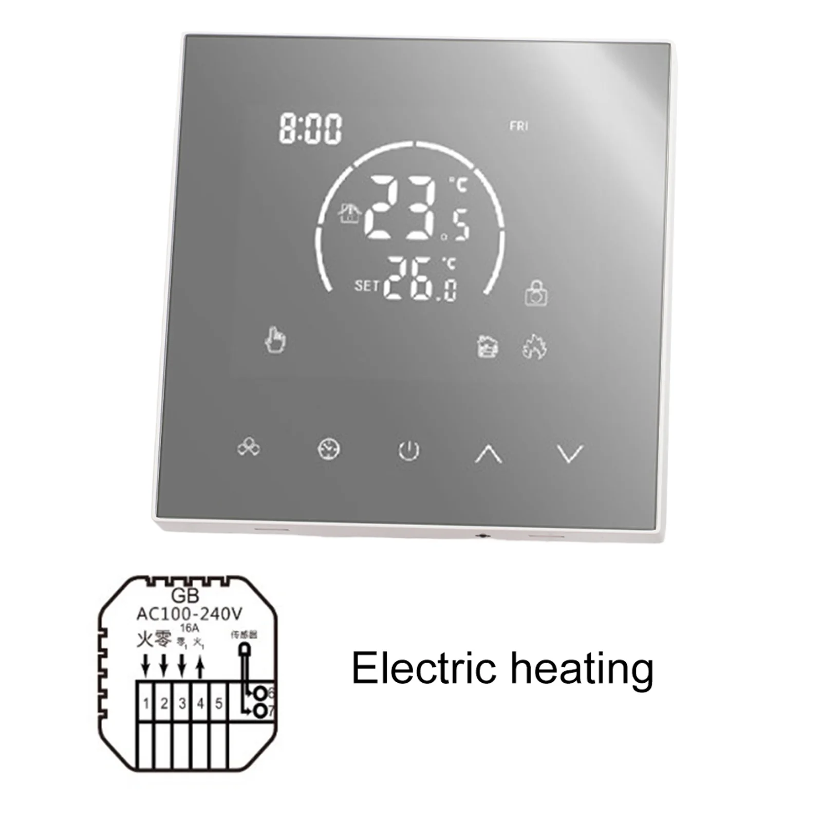 Wall Mounted Thermostat for Electric Heating Systems Customizable Temperature Settings and User Friendly Interface