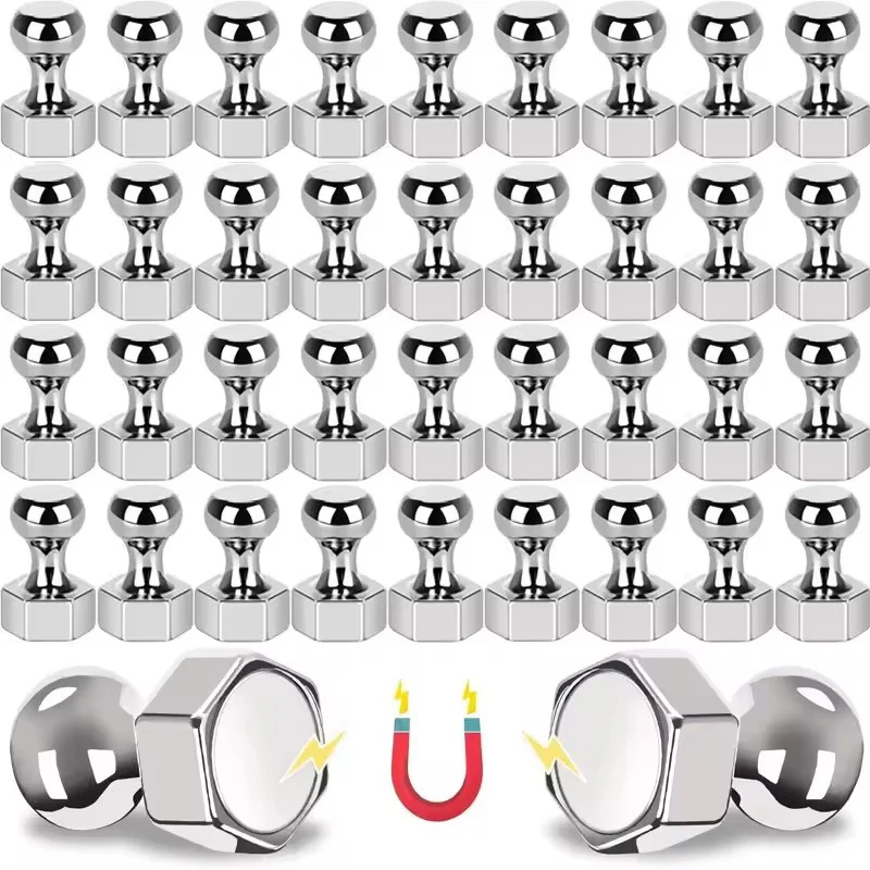 جديد سداسية قوية المغناطيسي دفع دبوس السنانير Thumbtack مغناطيس النيوديميوم لسلسلة المفاتيح الثلاجة السبورة مكتب تخزين المنزل #1