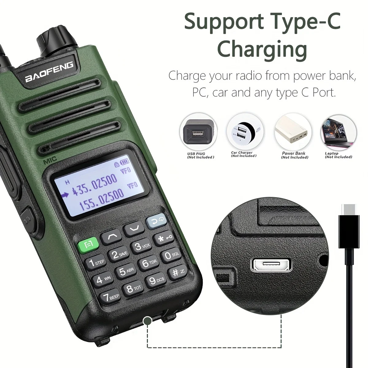 BaoFeng M-13 Pro Walkie Talkie Air Band Wireless Copy Frequency Type-C USB Charger Long Range Transceiver Upgrade Ham Radio