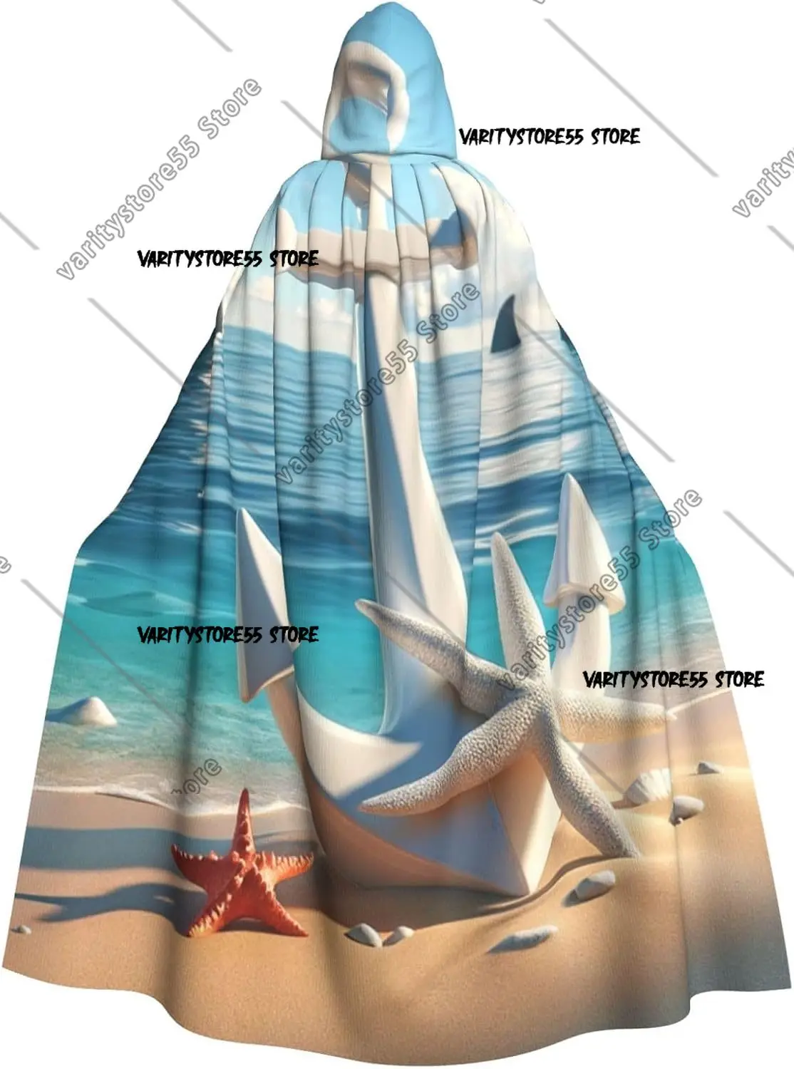 

Starfish Summery Holiday Adult Witch Hooded Cape Halloween Costume Hooded Cloak