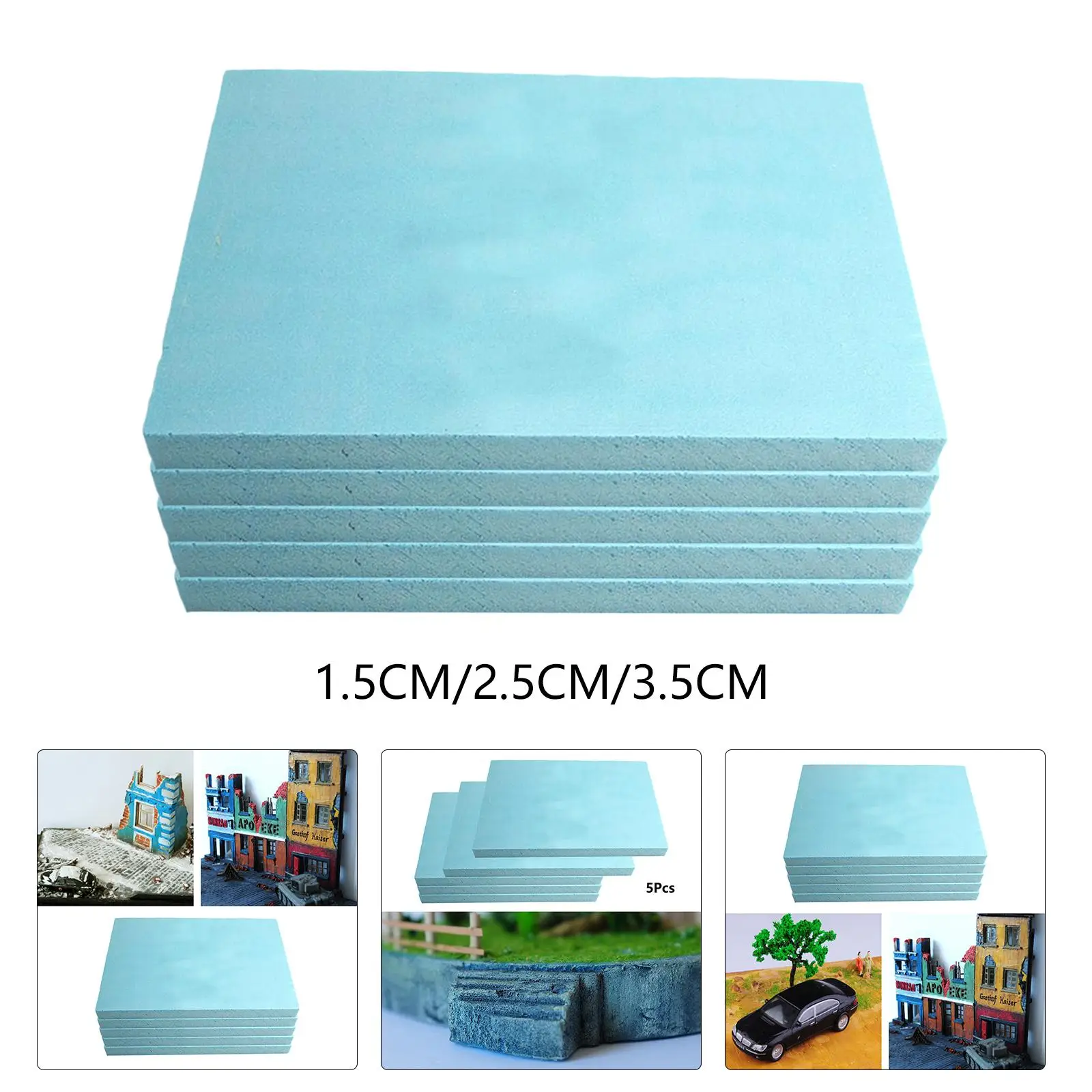 5Pcs Foam Rectangle Blocks Polystyrene Boards for DIY School & Home Art Landscape Scenery Miniature Garden Modeling Accessory