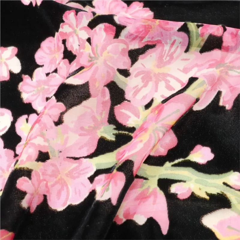 

Woven velvet brocade viscose printed mottled burned and embroidered fabric nightdress dress cheongsam