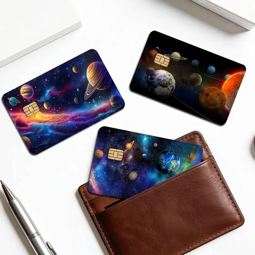 Solar System Rug Planet Galaxy Design Luxury Laser Bank Card Stickers Shiny Reflective DIY Card Decoration