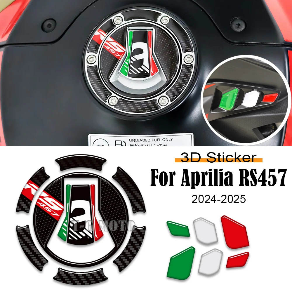 

3D Motorcycle Fuel Tank Cap Sticker Protection Tank Knee Pad Fairing Fender Decals For Aprilia RS 457 RS457 2024 2025